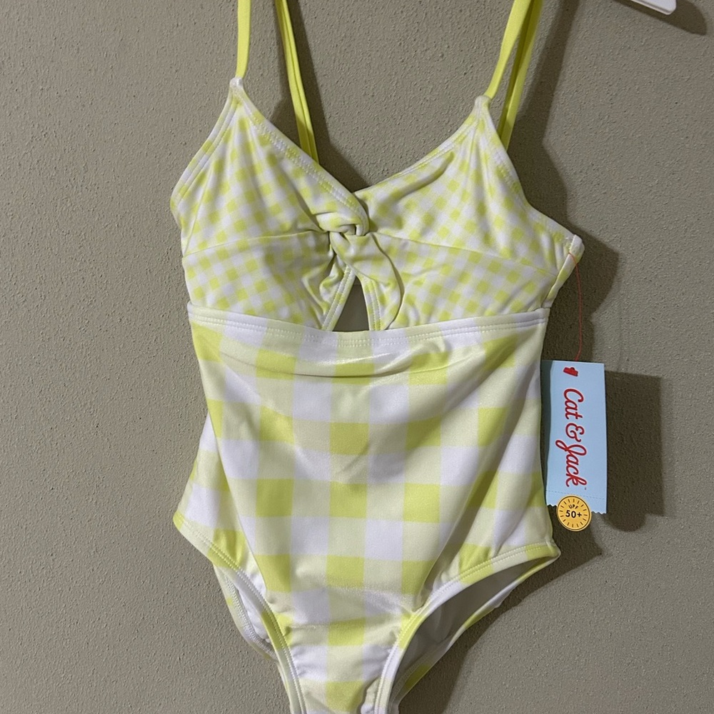 Cat & Jack Yellow Checkered Kids Swimsuit